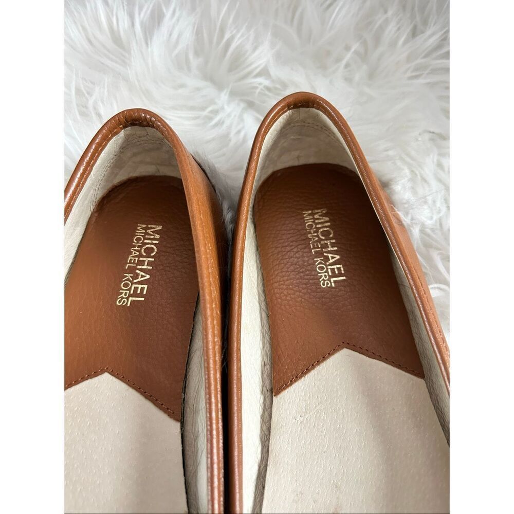 MICHAEL KORS Fulton camel brown tan leather moccasin ballet flats Preowned Sz 9M - Picture 3 of 7